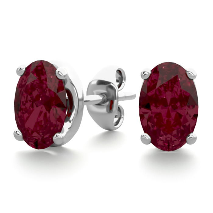 1 Carat Oval Shape Garnet Stud Earrings In Sterling Silver By SuperJeweler