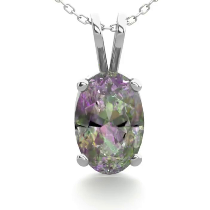 1/2 Carat Oval Shape Mystic Topaz Necklace in Sterling Silver, 18 Inches by SuperJeweler