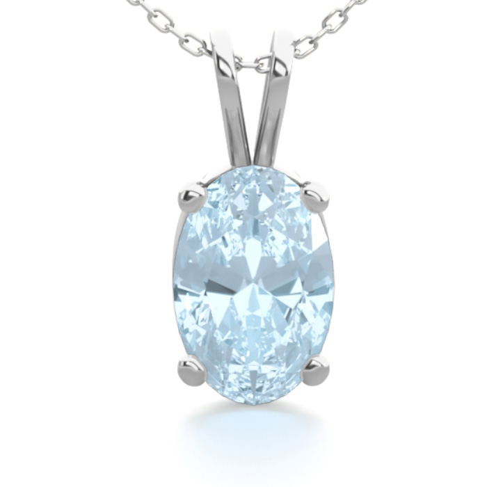 1/2 Carat Oval Shape Aquamarine Necklace in Sterling Silver, 18 Inches by SuperJeweler