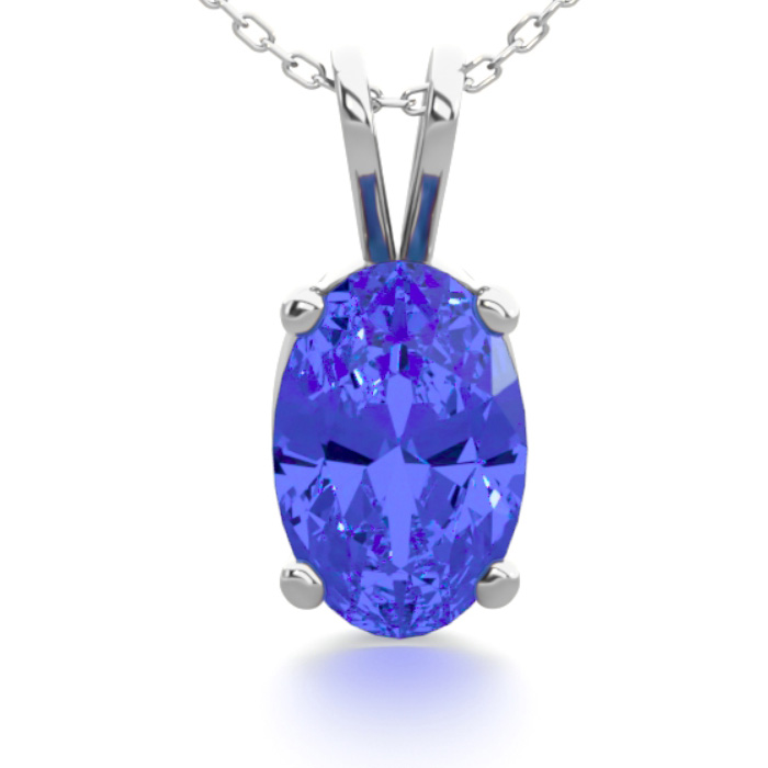 1/2 Carat Oval Shape Tanzanite Necklace in Sterling Silver, 18 Inches by SuperJeweler