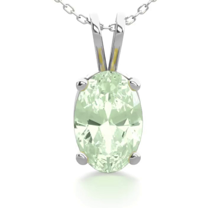 1/2 Carat Oval Shape Green Amethyst Necklace in Sterling Silver, 18 Inches by SuperJeweler