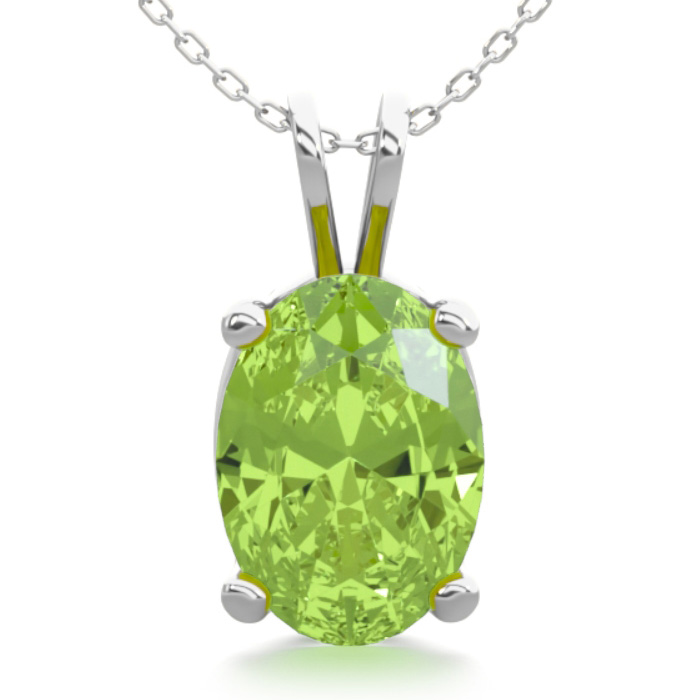 1 Carat Oval Shape Peridot Necklace in Sterling Silver, 18 Inches by SuperJeweler