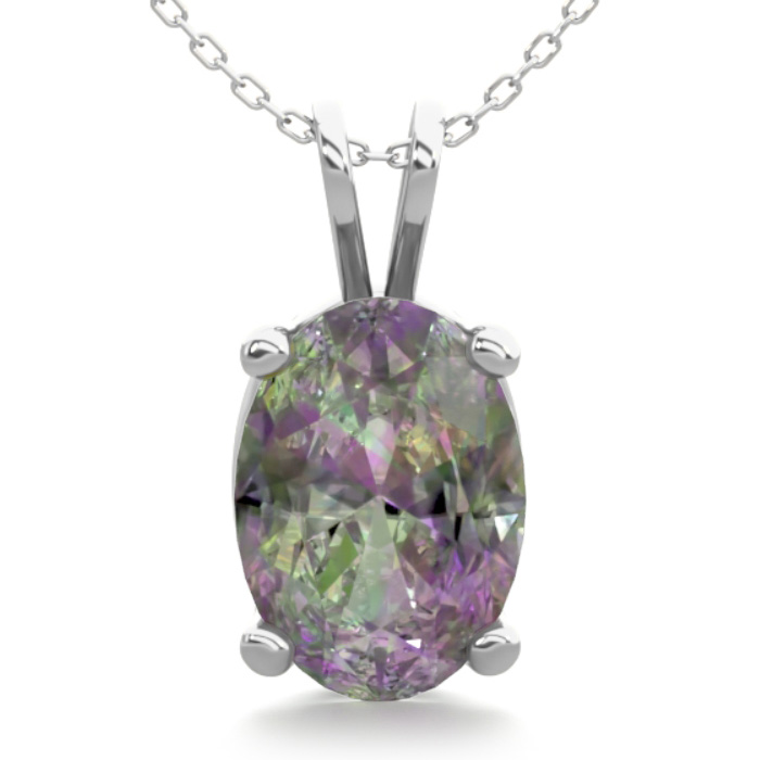 1 Carat Oval Shape Mystic Topaz Necklace in Sterling Silver, 18 Inches by SuperJeweler