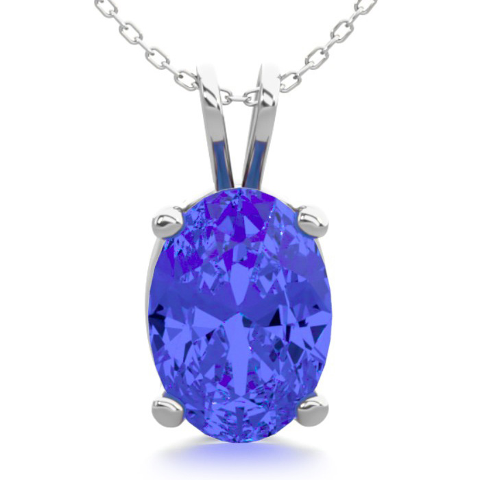 1 Carat Oval Shape Tanzanite Necklace in Sterling Silver, 18 Inches by SuperJeweler