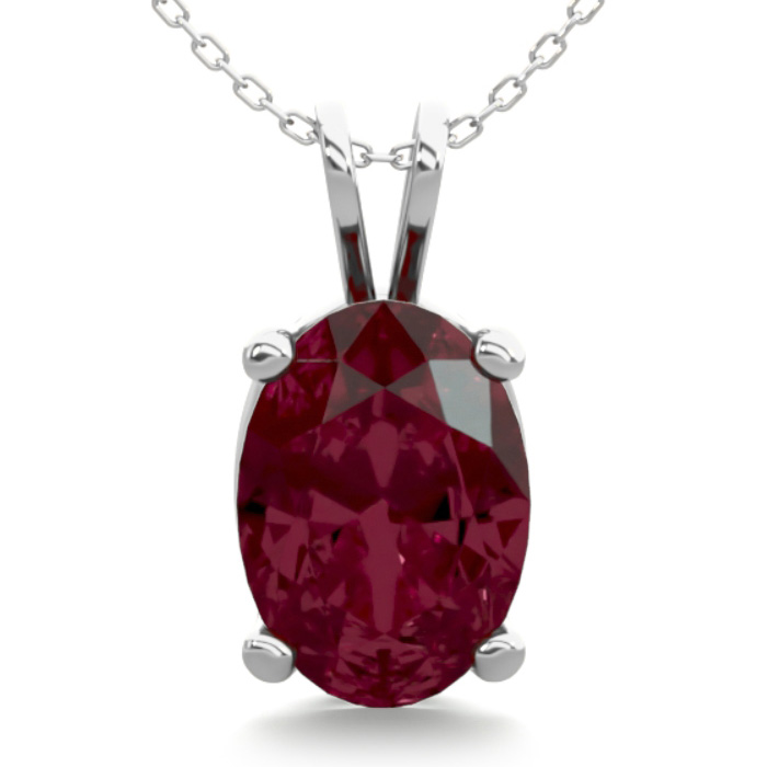 1 Carat Oval Shape Garnet Necklace in Sterling Silver, 18 Inches by SuperJeweler