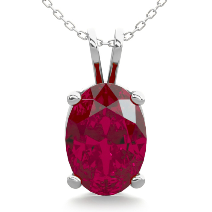 1 Carat Oval Shape Ruby Necklace in Sterling Silver, 18 Inches by SuperJeweler