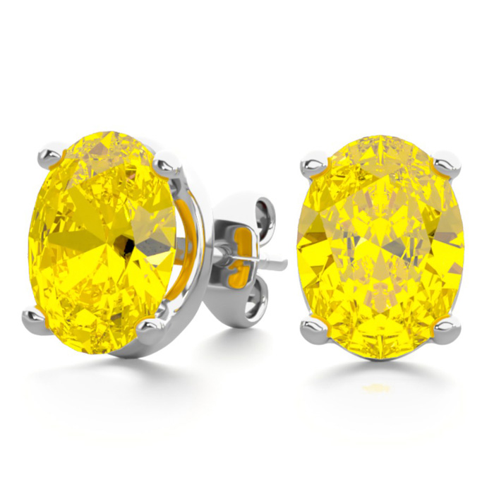 2 Carat Oval Shape Citrine Stud Earrings in Sterling Silver by SuperJeweler