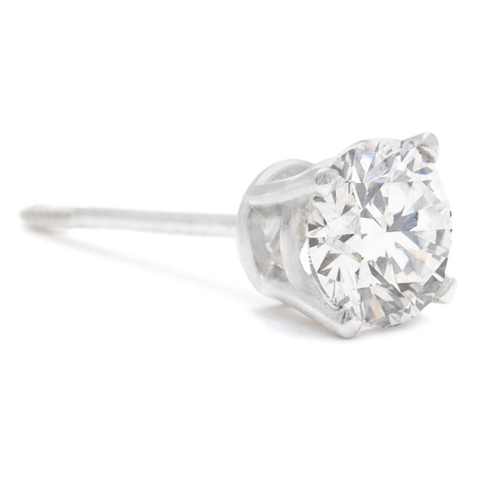 SINGLE 3/8 Carat Diamond Stud Earrings in 14k White Gold, , I2 SINGLE STUD ONLY by SuperJeweler