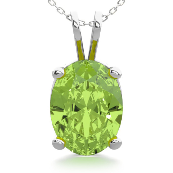 1 1/3 Carat Oval Shape Peridot Necklace in Sterling Silver, 18 Inches by SuperJeweler