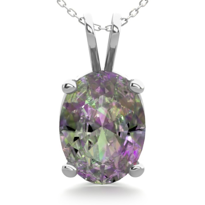 1.5 Carat Oval Shape Mystic Topaz Necklace in Sterling Silver, 18 Inches by SuperJeweler