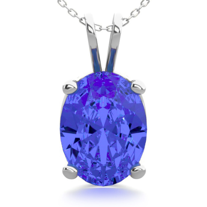 1 1/3 Carat Oval Shape Tanzanite Necklace In Sterling Silver, 18 Inches By SuperJeweler