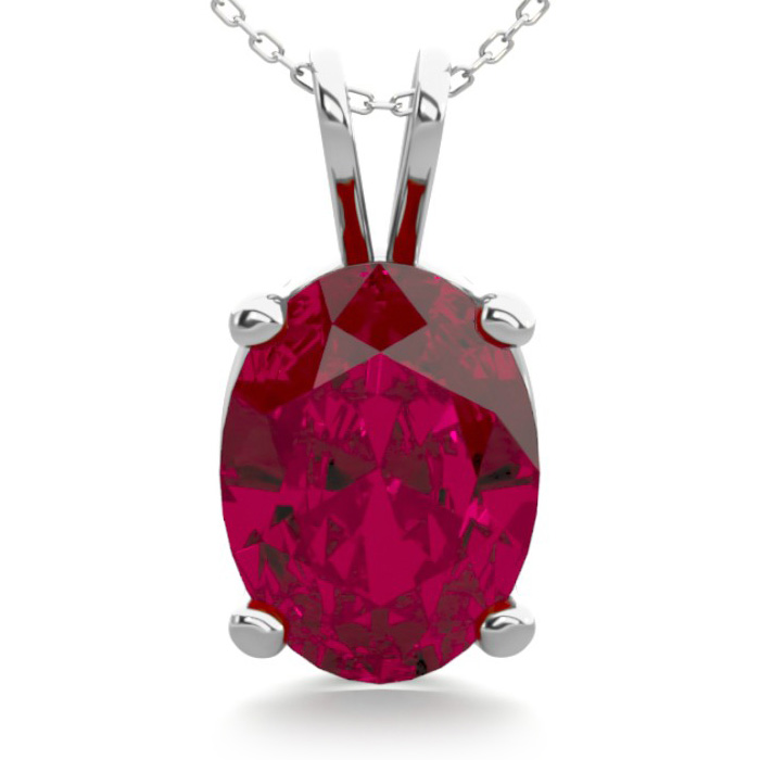 1.5 Carat Oval Shape Ruby Necklace in Sterling Silver, 18 Inches by SuperJeweler