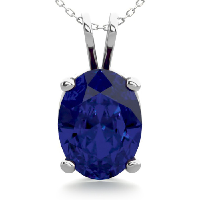 1.5 Carat Oval Shape Sapphire Necklace in Sterling Silver, 18 Inches by SuperJeweler