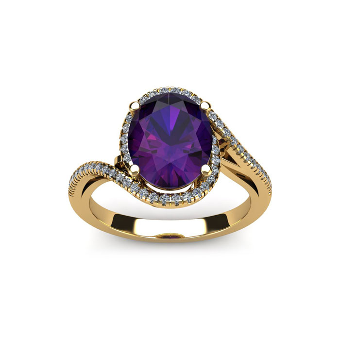 1 Carat Oval Shape Amethyst & Halo Diamond Ring in 14K Rose Gold (4.3 g),  by SuperJeweler