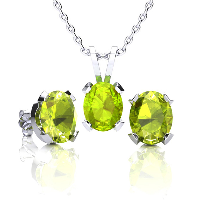 Peridot necklace store earring set