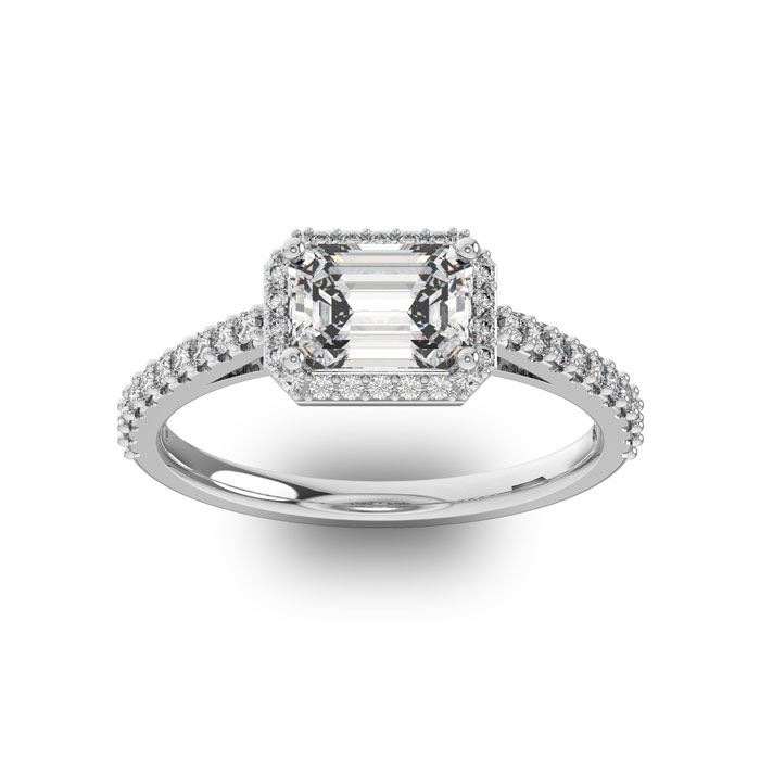 1 1/3 Carat Halo Diamond Engagement Ring in 14K White Gold (2.8 g