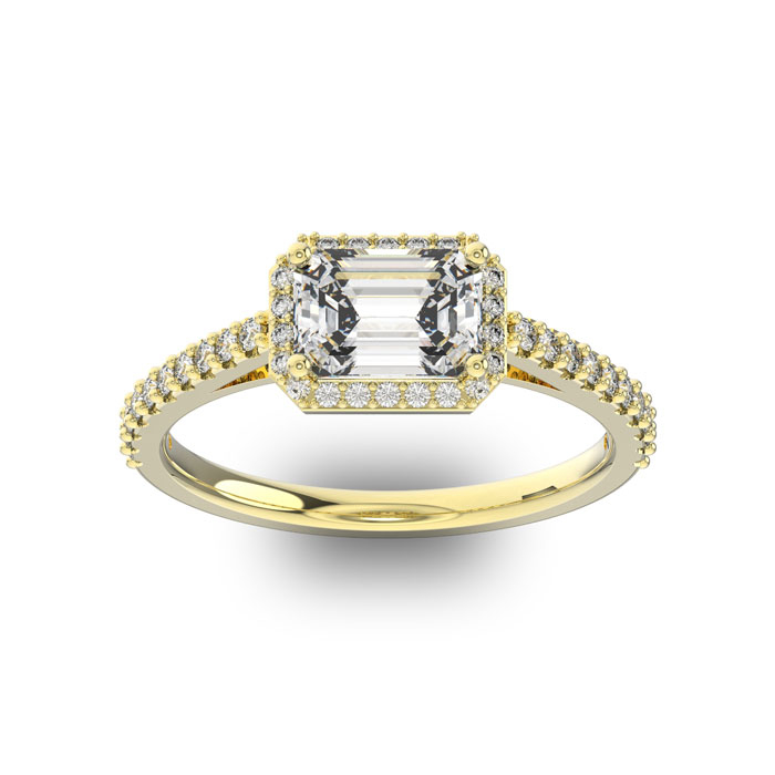 1 1/3 Carat Halo Diamond Engagement Ring in 14K Yellow Gold (2.8 g) (  SI1-SI2 Clarity Enhanced)  Size 5.5 by SuperJeweler