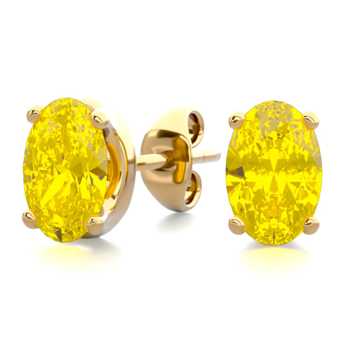 Birthstone Stud Earrings November: Citrine and Gold Vermeil – Lime