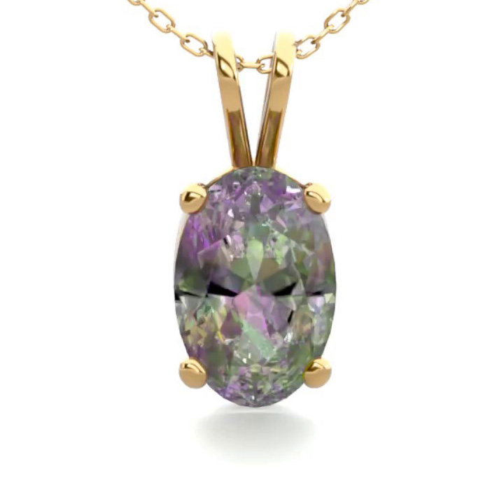 1/2 Carat Oval Shape Mystic Topaz Necklace in 14K Yellow Gold Over Sterling Silver, 18 Inches by SuperJeweler