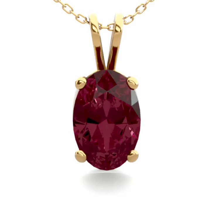 1/2 Carat Oval Shape Garnet Necklace in 14K Yellow Gold Over Sterling Silver, 18 Inches by SuperJeweler