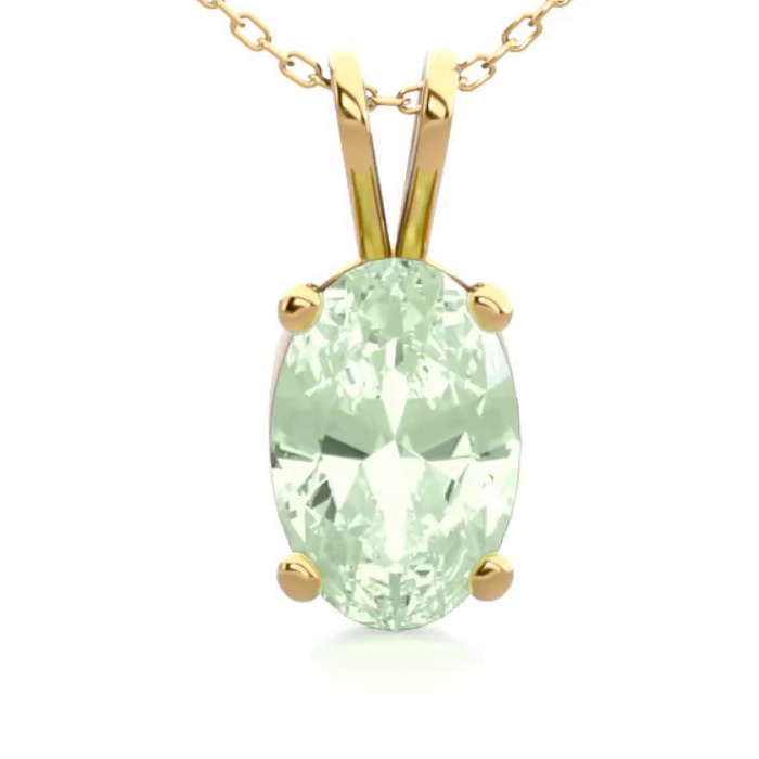 1/2 Carat Oval Shape Green Amethyst Necklace in 14K Yellow Gold Over Sterling Silver, 18 Inches by SuperJeweler