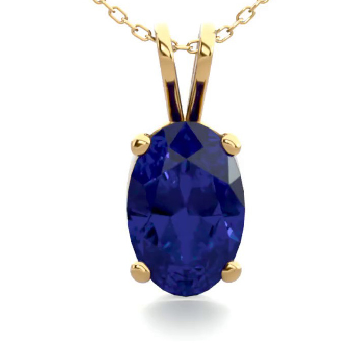 1/2 Carat Oval Shape Sapphire Necklace in 14K Yellow Gold Over Sterling Silver, 18 Inches by SuperJeweler