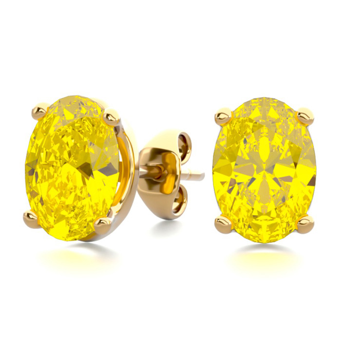 1.5 Carat Oval Shape Citrine Stud Earrings in 14K Yellow Gold Over Sterling Silver by SuperJeweler