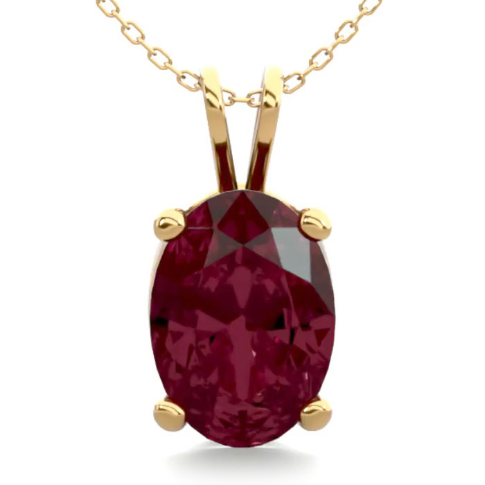 1 Carat Oval Shape Garnet Necklace In 14K Yellow Gold Over Sterling Silver, 18 Inches By SuperJeweler