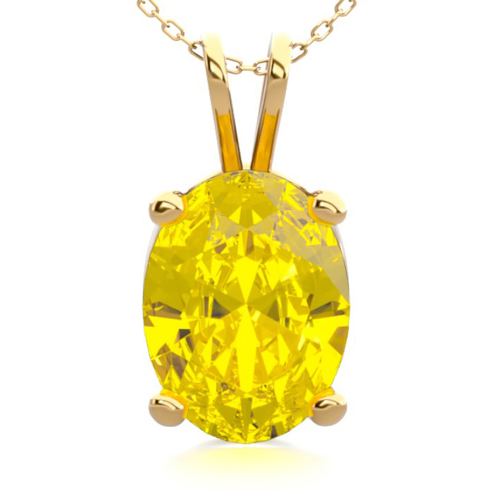 1 Carat Oval Shape Citrine Necklace in 14K Yellow Gold Over Sterling Silver, 18 Inches by SuperJeweler