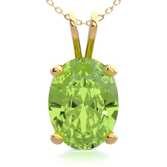 1 1/3 Carat Oval Shape Peridot Necklace in 14K Yellow Gold Over Sterling Silver, 18 Inches by SuperJeweler