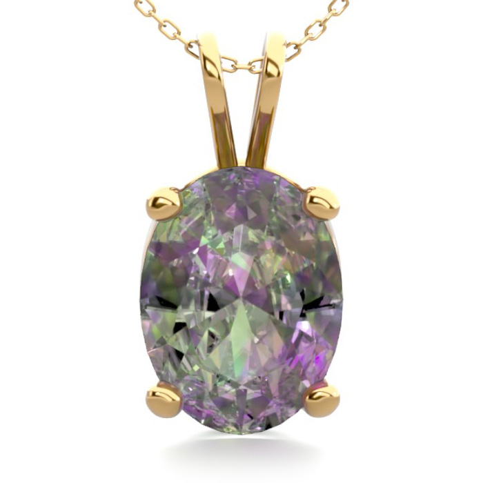 1-1/2 Carat Oval Shape Mystic Topaz Necklace In 14K Yellow Gold Over Sterling Silver, 18 Inches By SuperJeweler