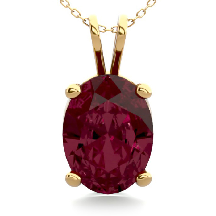 1.5 Carat Oval Shape Garnet Necklace in 14K Yellow Gold Over Sterling Silver, 18 Inches by SuperJeweler