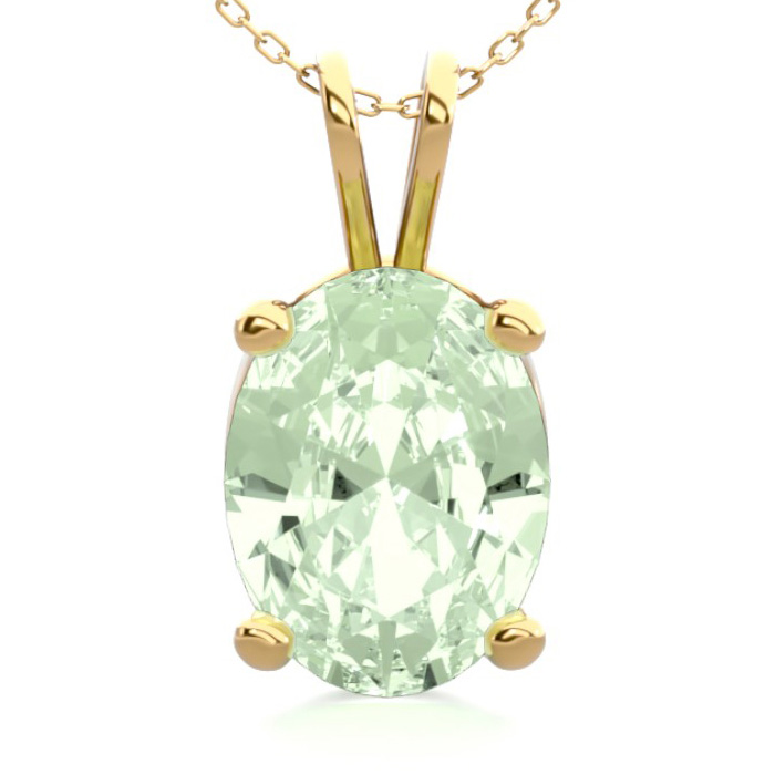 1 Carat Oval Shape Green Amethyst Necklace in 14K Yellow Gold Over Sterling Silver, 18 Inches by SuperJeweler