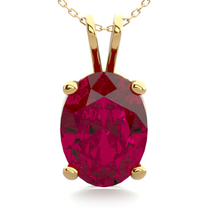 1.5 Carat Oval Shape Ruby Necklace in 14K Yellow Gold Over Sterling Silver, 18 Inches by SuperJeweler