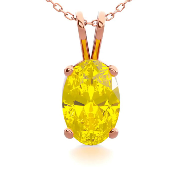 1/2 Carat Oval Shape Citrine Necklace in 14K Rose Gold Over Sterling Silver, 18 Inches by SuperJeweler