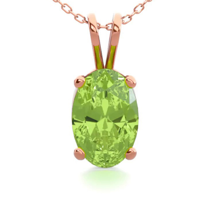 1/2 Carat Oval Shape Peridot Necklace in 14K Rose Gold Over Sterling Silver, 18 Inches by SuperJeweler