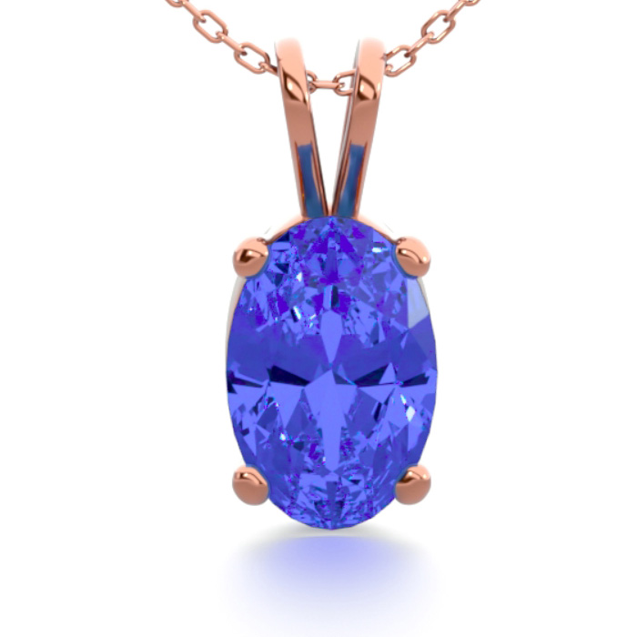 1/2 Carat Oval Shape Tanzanite Necklace in 14K Rose Gold Over Sterling Silver, 18 Inches by SuperJeweler