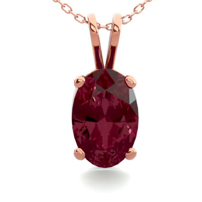 1/2 Carat Oval Shape Garnet Necklace in 14K Rose Gold Over Sterling Silver, 18 Inches by SuperJeweler