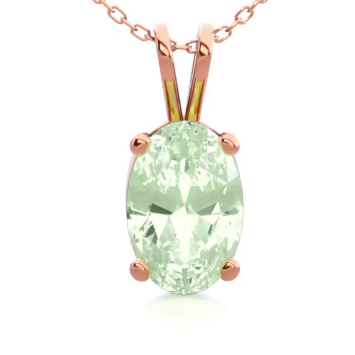 1/2 Carat Oval Shape Green Amethyst Necklace in 14K Rose Gold Over Sterling Silver, 18 Inches by SuperJeweler