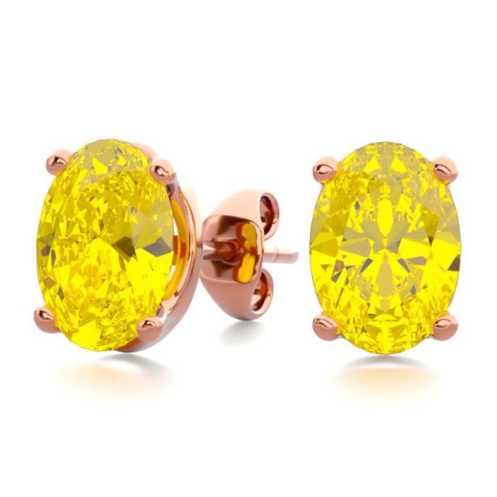 1.5 Carat Oval Shape Citrine Stud Earrings in 14K Rose Gold Over Sterling Silver by SuperJeweler