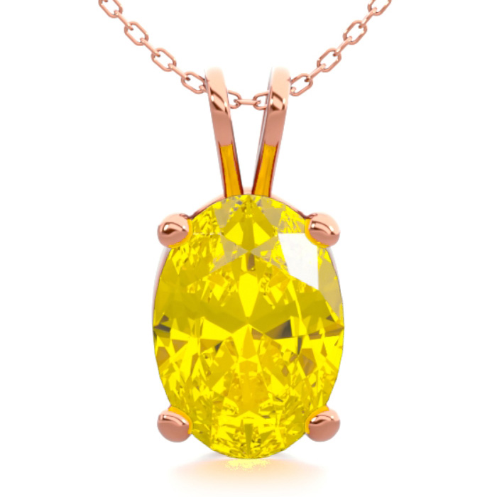 3/4 Carat Oval Shape Citrine Necklace in 14K Rose Gold Over Sterling Silver, 18 Inches by SuperJeweler