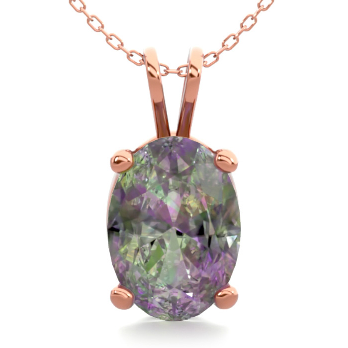 1 Carat Oval Shape Mystic Topaz Necklace in 14K Rose Gold Over Sterling Silver, 18 Inches by SuperJeweler