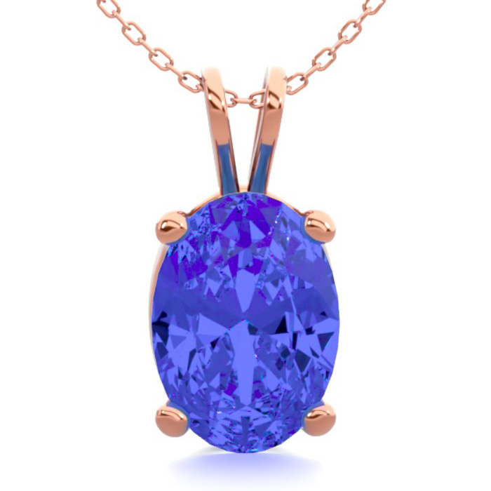 1 Carat Oval Shape Tanzanite Necklace in 14K Rose Gold Over Sterling Silver, 18 Inches by SuperJeweler