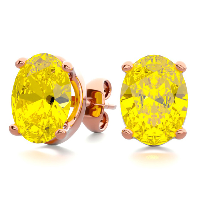 2 Carat Oval Shape Citrine Stud Earrings in 14K Rose Gold Over Sterling Silver by SuperJeweler