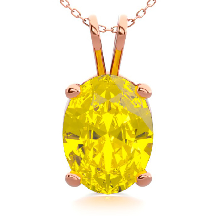 1 Carat Oval Shape Citrine Necklace in 14K Rose Gold Over Sterling Silver, 18 Inches by SuperJeweler