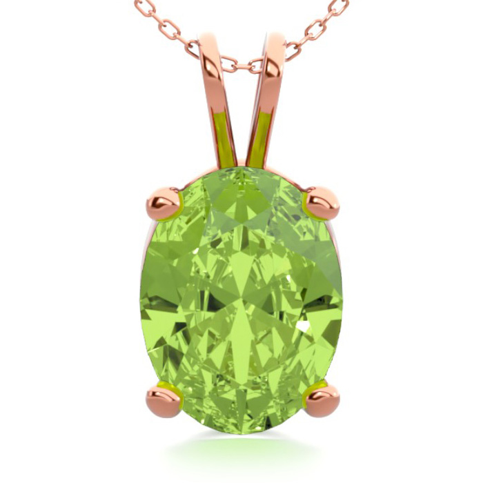 1 1/3 Carat Oval Shape Peridot Necklace in 14K Rose Gold Over Sterling Silver, 18 Inches by SuperJeweler