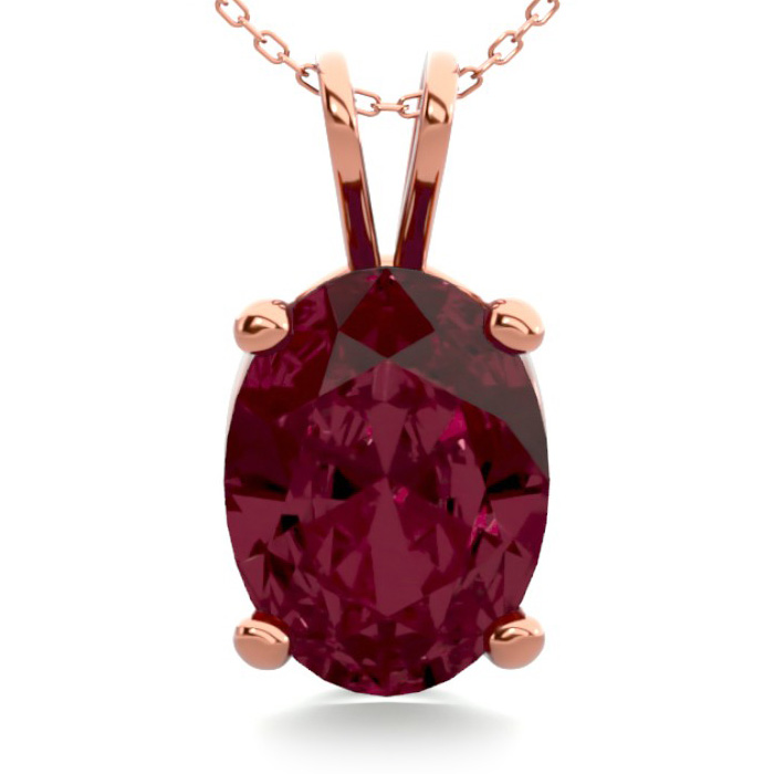 1.5 Carat Oval Shape Garnet Necklace in 14K Rose Gold Over Sterling Silver, 18 Inches by SuperJeweler