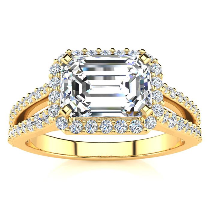 1.5 Carat Halo Diamond Engagement Ring in 14K Yellow Gold (3.9 g)  Split Shank (  SI1-SI2 Clarity Enhanced)  Size 8 by SuperJeweler