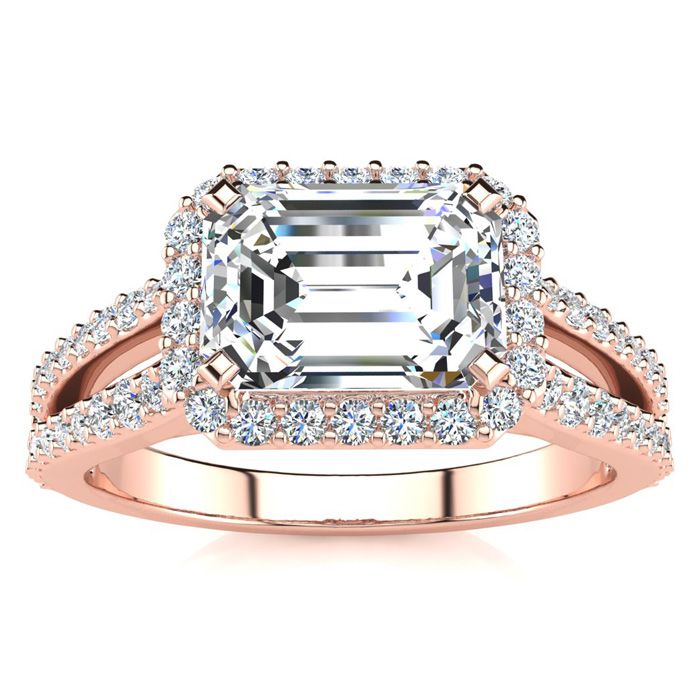 1.5 Carat Halo Diamond Engagement Ring in 14K Rose Gold (3.9 g)  