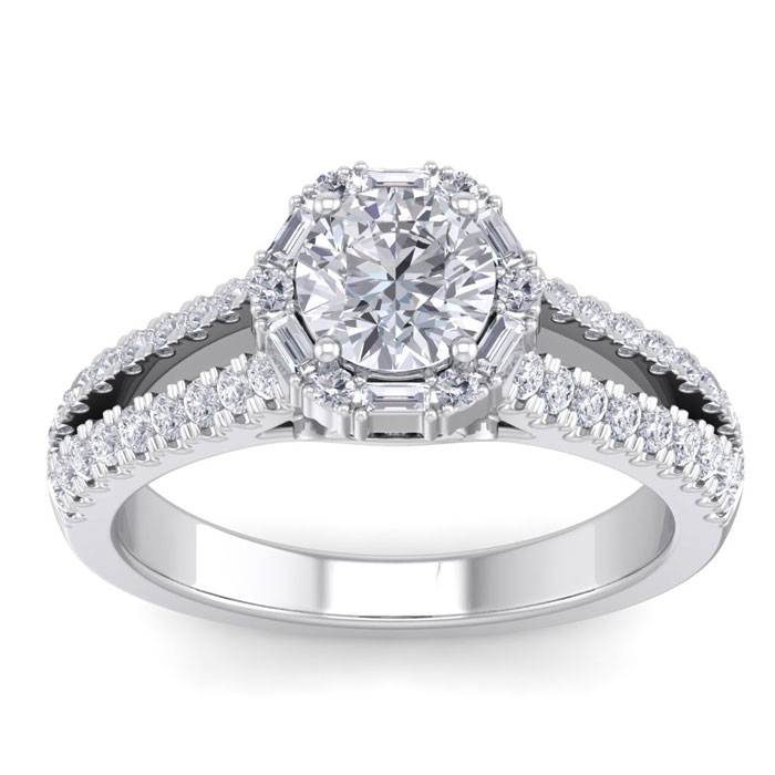 1.5 Carat Fancy Halo Diamond Engagement Ring in 14K White Gold (5.4 g) (  SI2-I1)  Size 4.5 by SuperJeweler